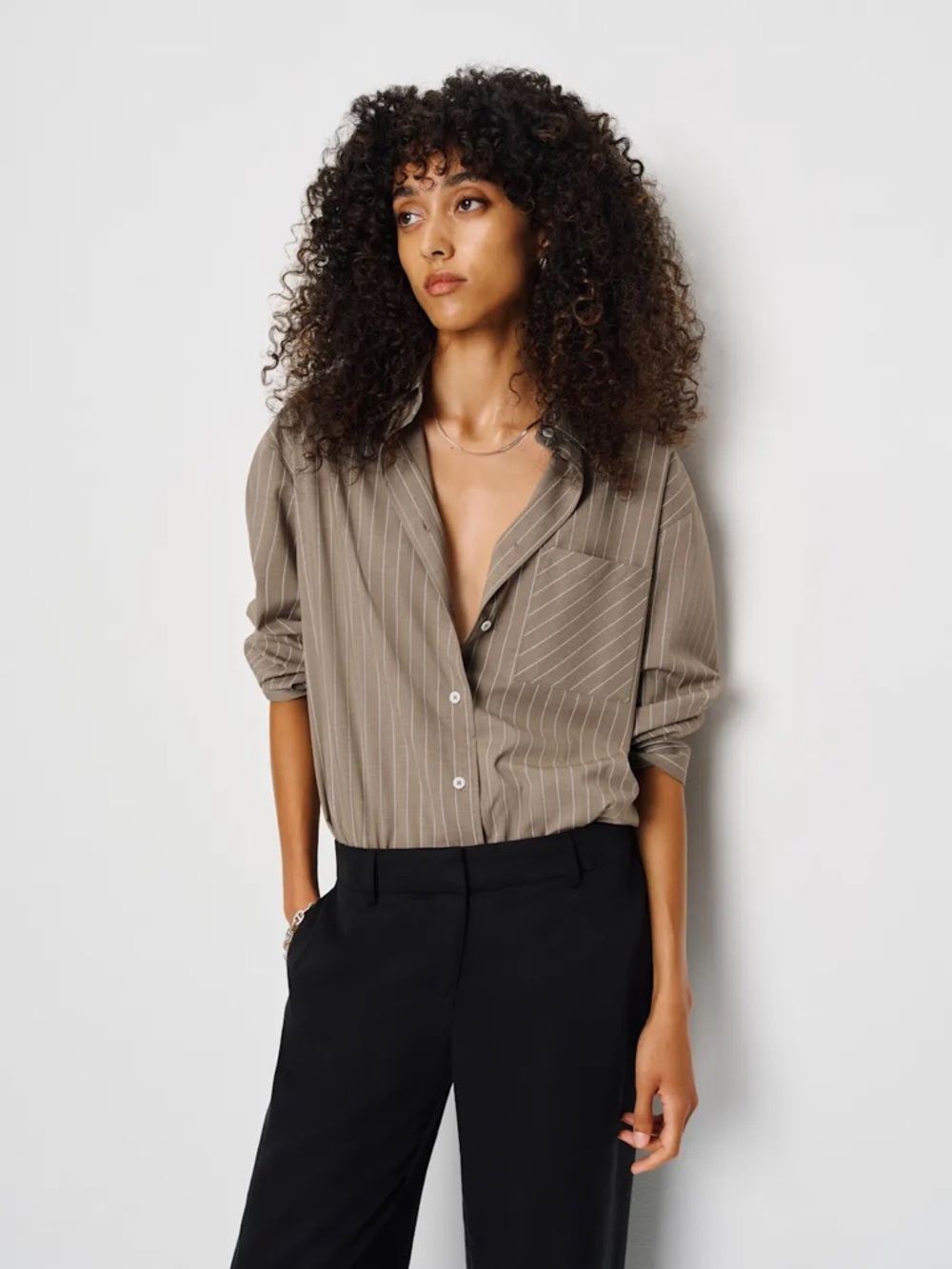 Reformation Will Oversized Shirt in Mushroom Stripe